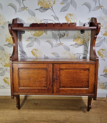 Antique oak wall cupboard - oak,
