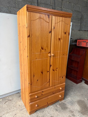 Brown pine cupboard wardrobe - cupboard,